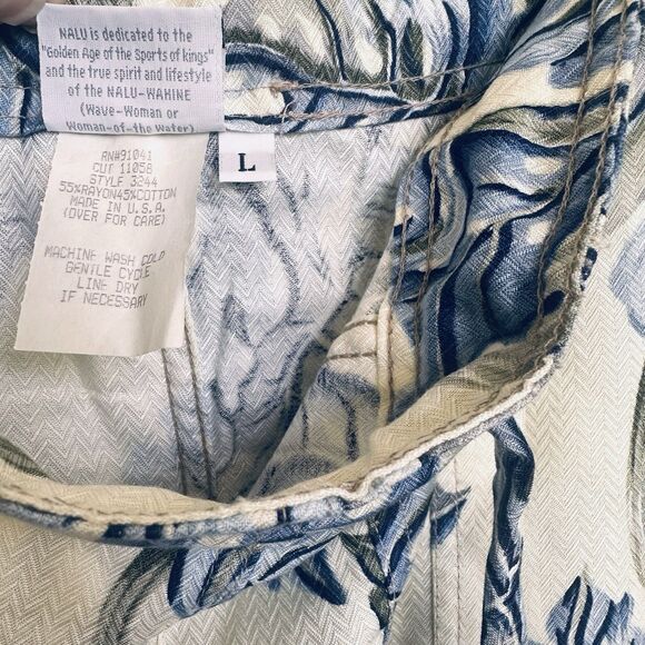 NALU Wahine Hawaiian Luau Cotton Blend Midi Skirt Drawstring L Pockets Tropical - Picture 11 of 12